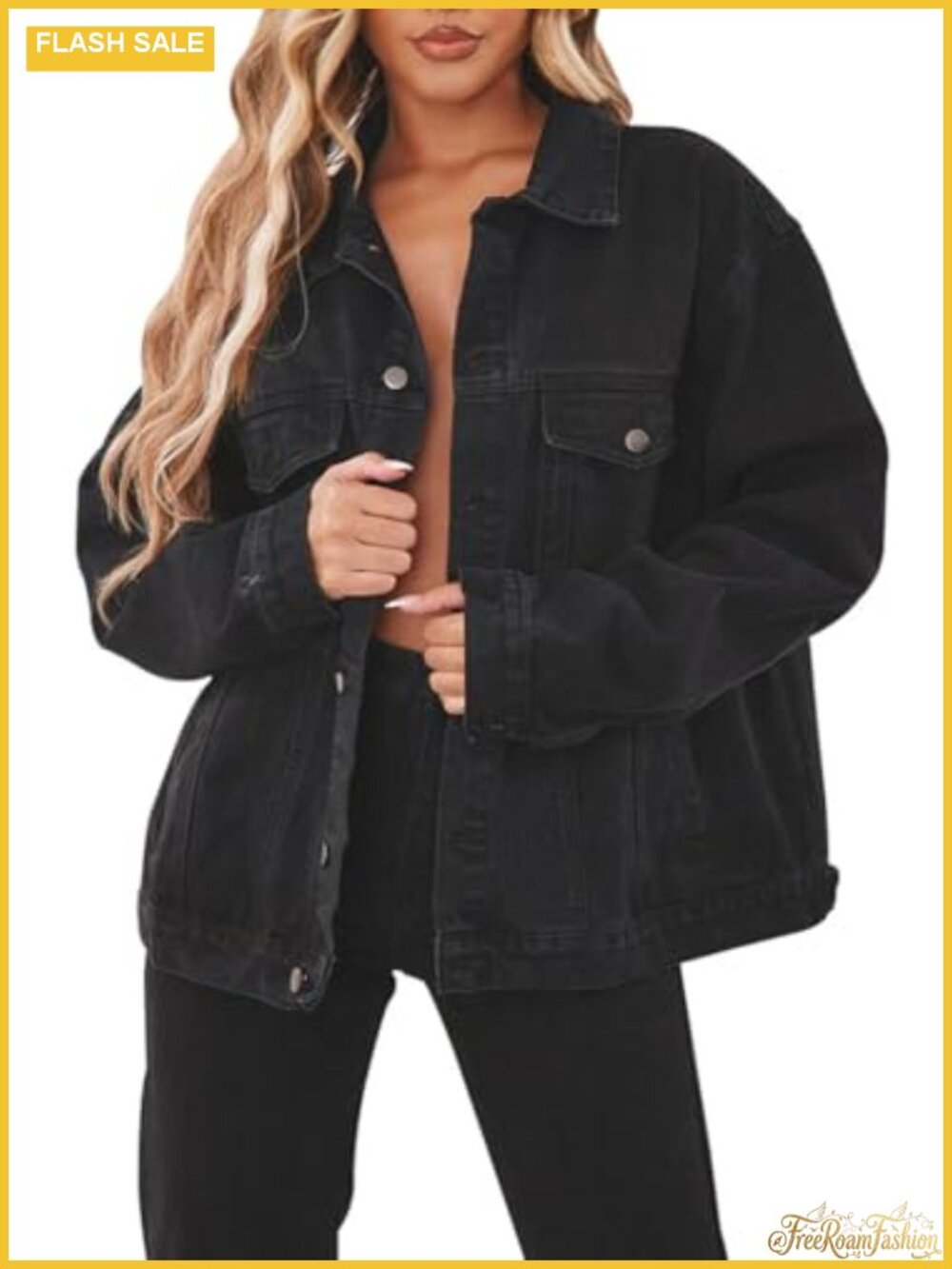 Oversized Denim Jacket Women Long Sleeve Trucker Jean Coats